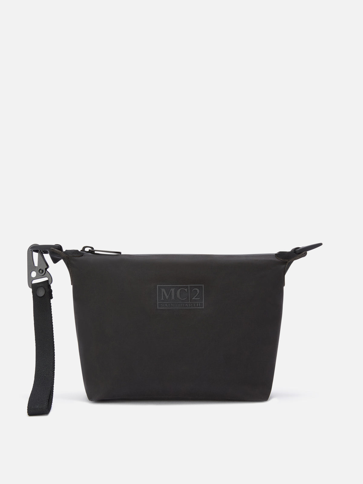 Pochette Seamless nera in tessuto cerato