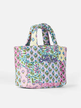 Mehrfarbige, gesteppte Soft Tote Mini-Tasche mit Blumenmuster