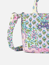 Mehrfarbige, gesteppte Soft Tote Mini-Tasche mit Blumenmuster