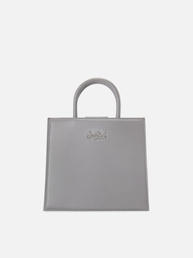 Shop Bag Midi Tasche aus grauem Leder 