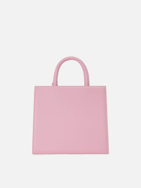 Structured Shop Midi bag in pink smooth leather with metal tag