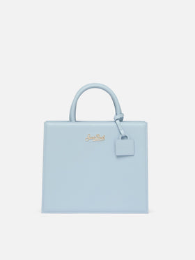 Shop Bag Midi in pelle azzurro chiaro