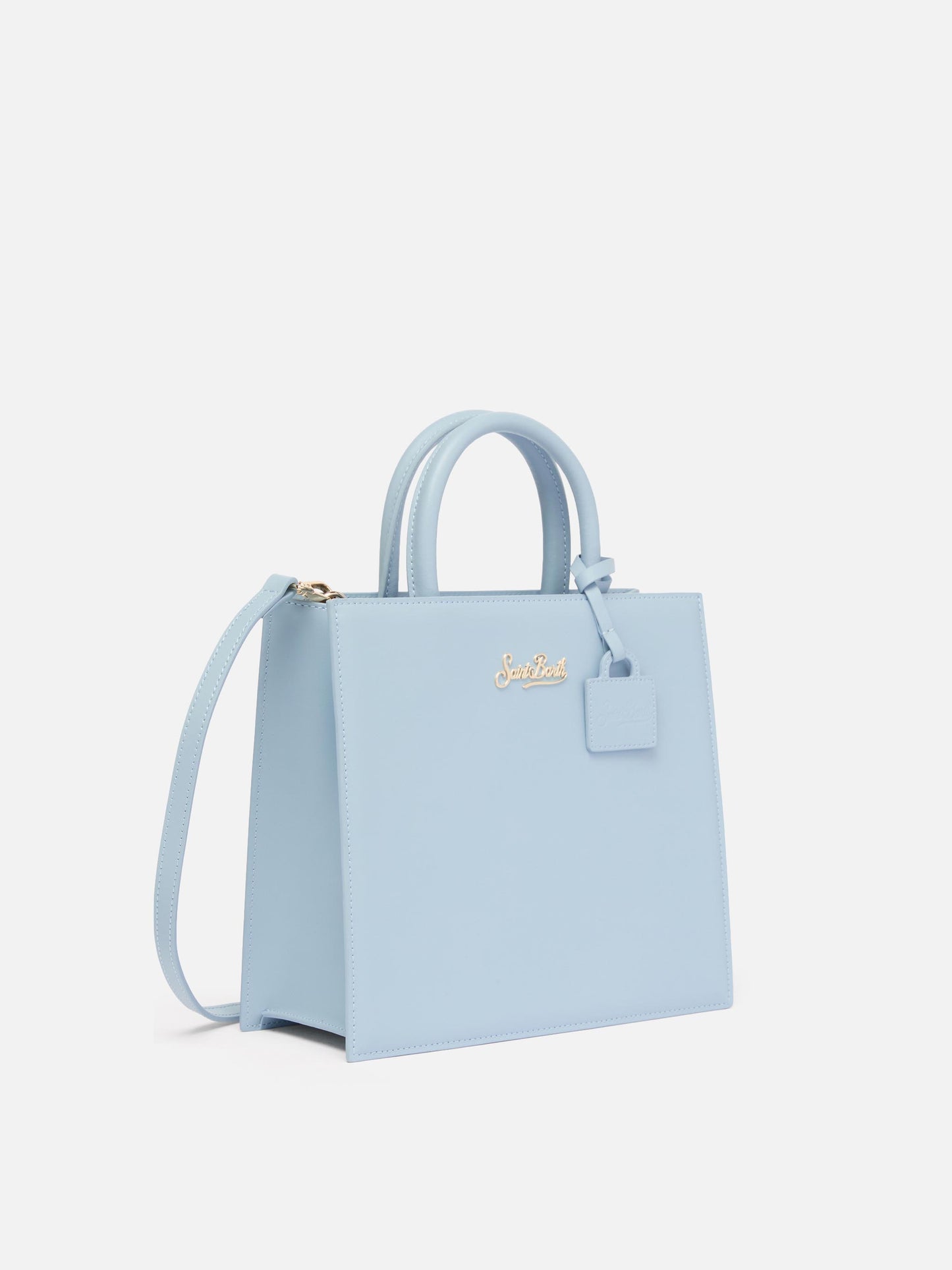 Shop Bag Midi in pelle azzurro chiaro