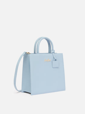Shop Bag Midi in pelle azzurro chiaro