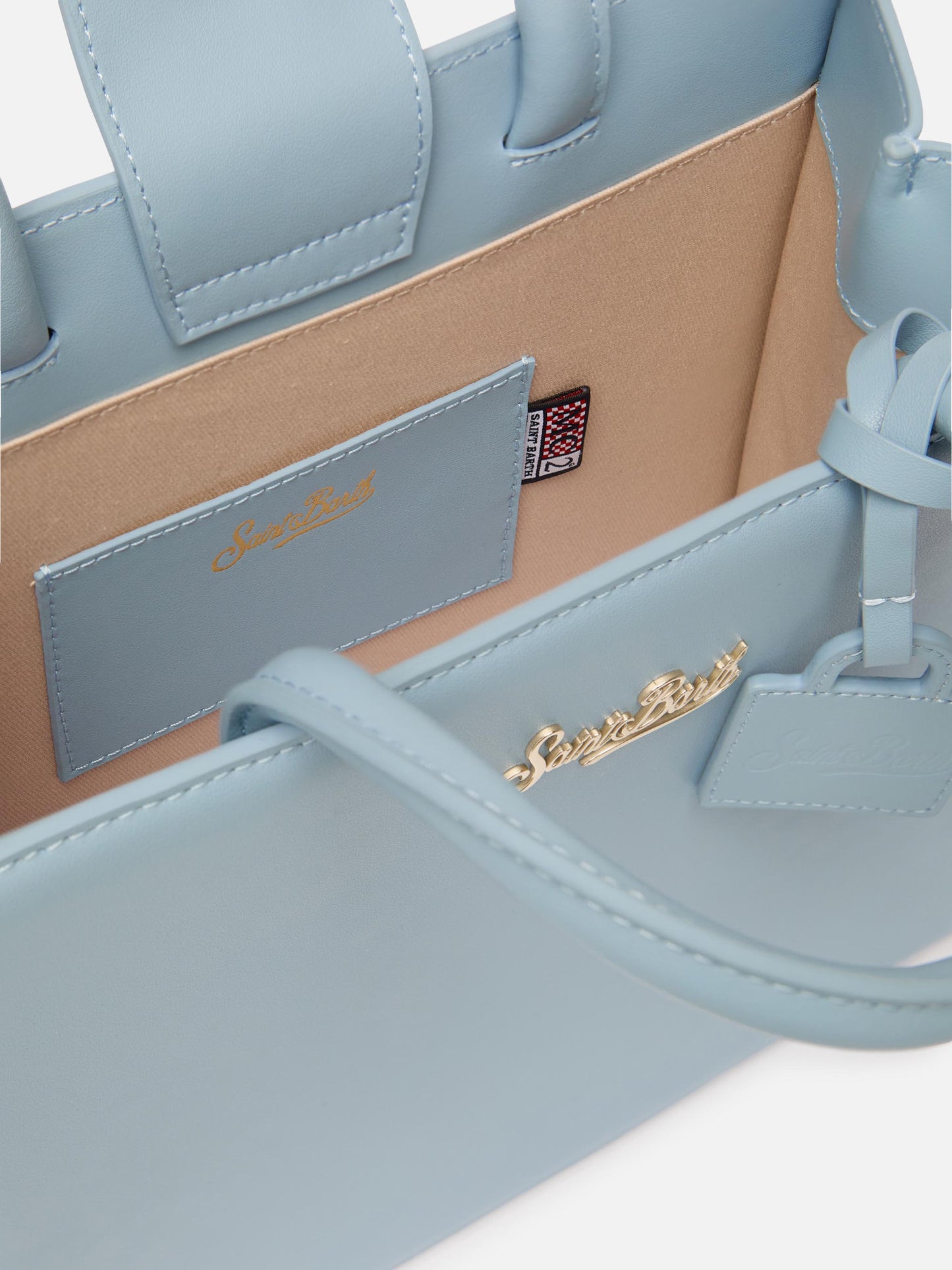 Shop Bag Midi in pelle azzurro chiaro