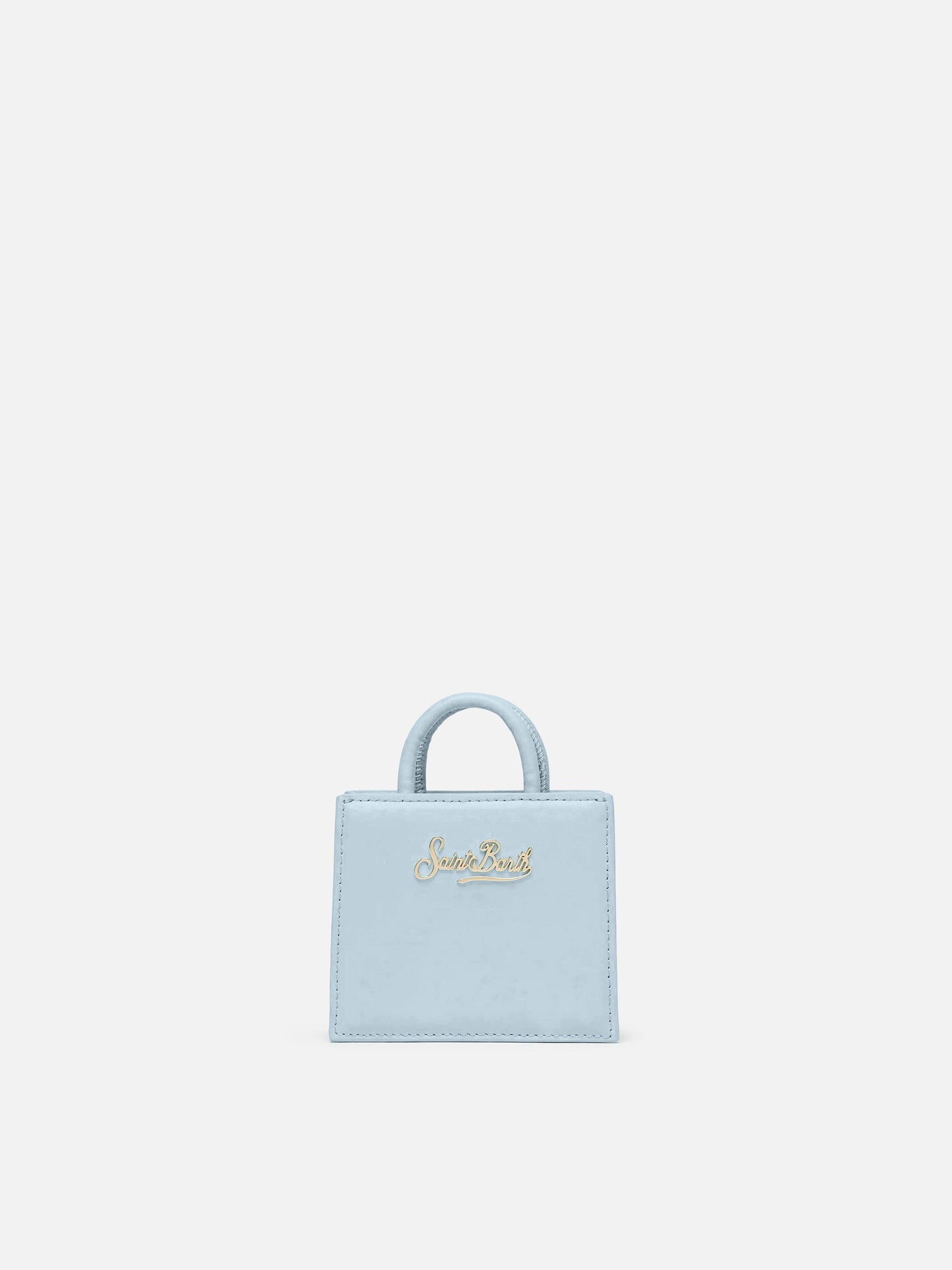 Borsa Shop Bag Micro in pelle azzurra