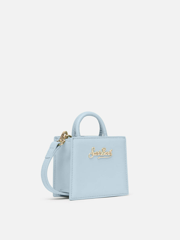 Borsa Shop Bag Micro in pelle azzurra