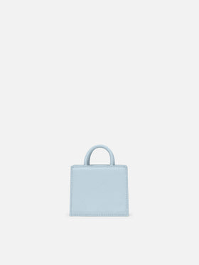 Borsa Shop Bag Micro in pelle azzurra