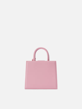 Structured Shop mini bag in pink smooth leather with metal tag