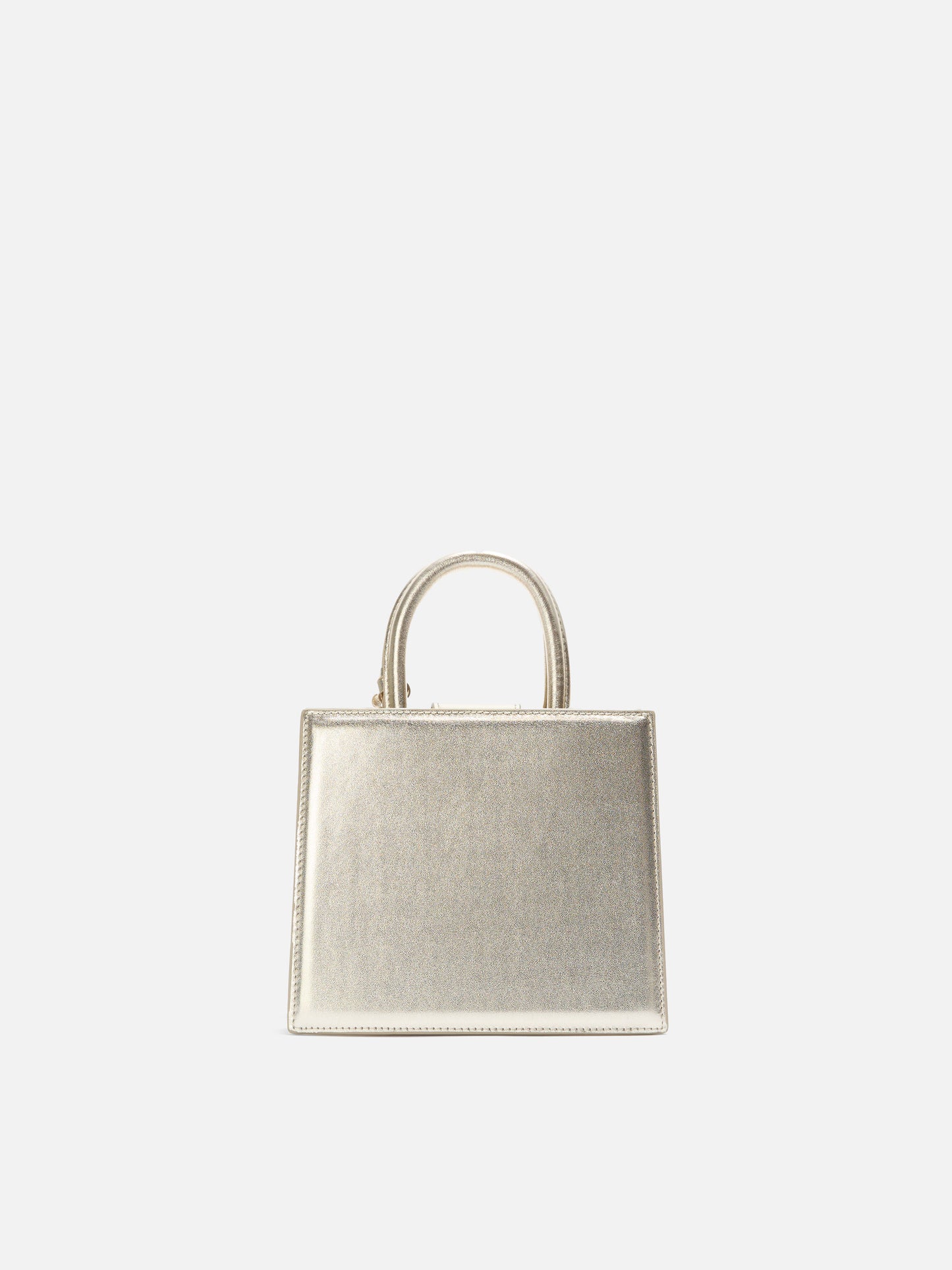 Structured Shop Mini bag in gold laminated leather with metal tag