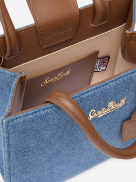 Shop Bag Mini in denim with leather details