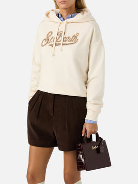 Bordeaux Mini Shop bag in croco print leather
