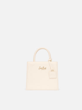 Shop Bag Mini in pelle bianco avorio