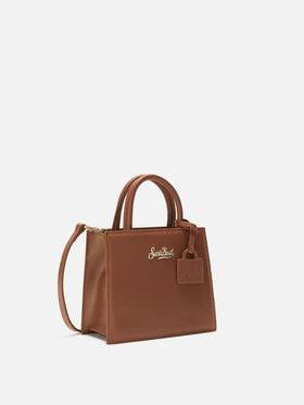 Borsa a mano Shop Bag Mini in pelle marrone