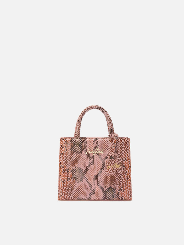 Shop Bag Mini Handbag in pink python-print leather
