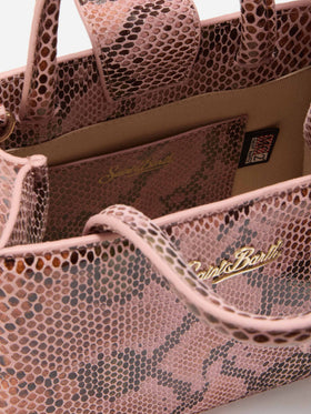 Shop Bag Mini Handbag in pink python-print leather
