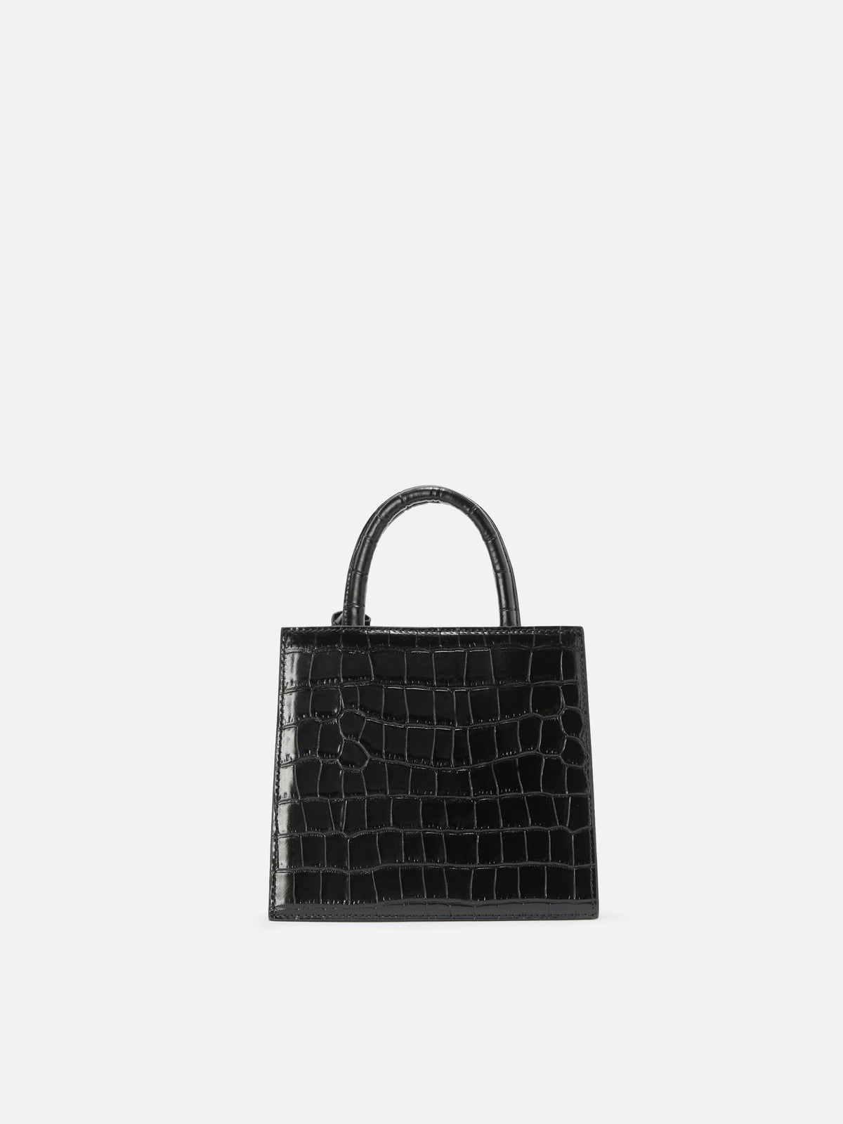 Schwarze Mini Shop Bag aus Leder mit Kroko-Print 