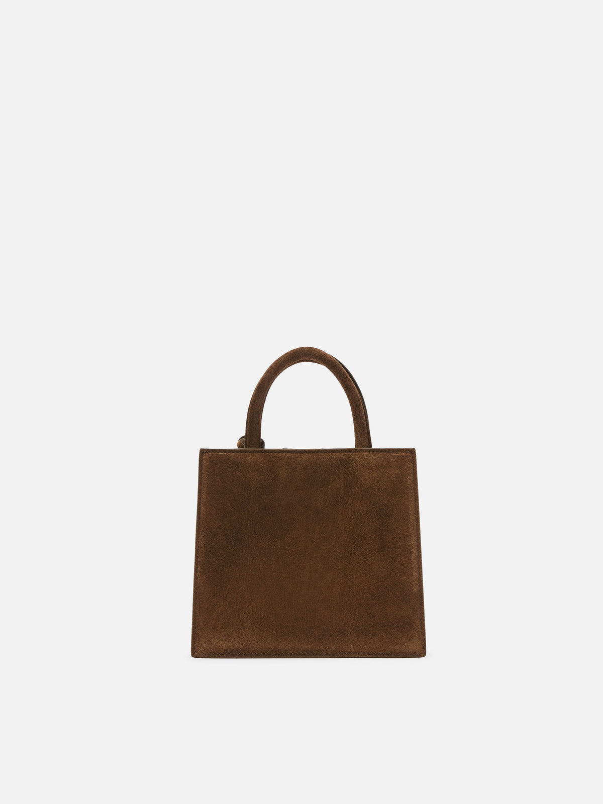 Mini shopping bag marrón de ante con lettering del logo 