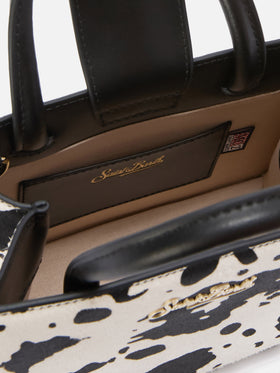 Borsa Shop Mini strutturata in cavallino con fantasia muccata