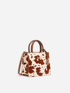 Shop Bag Mini in cavallino con stampa muccata