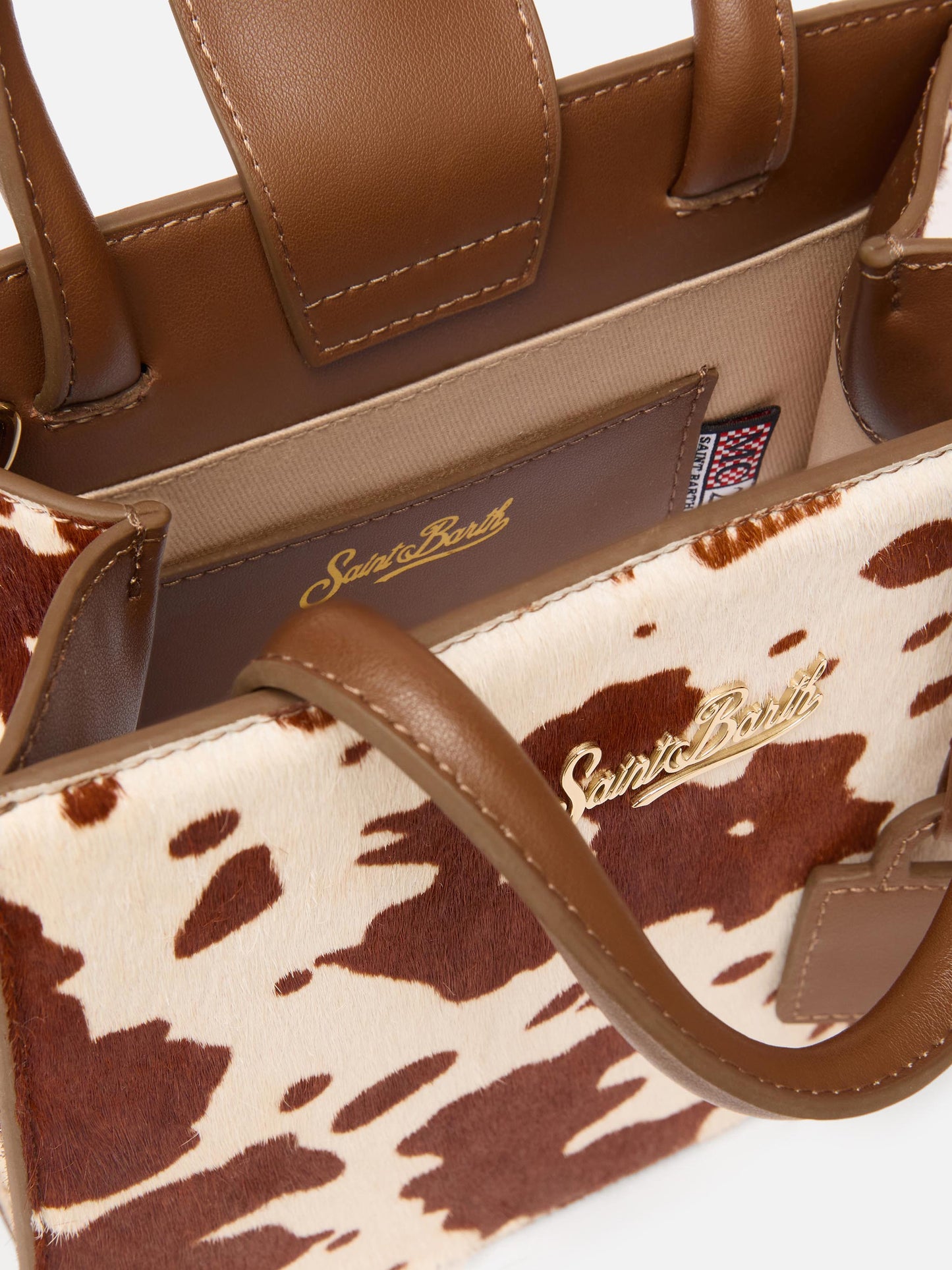 Shop Bag Mini in cavallino con stampa muccata