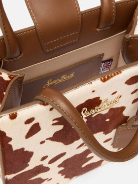 Borsa Shop Mini strutturata in cavallino con fantasia muccata