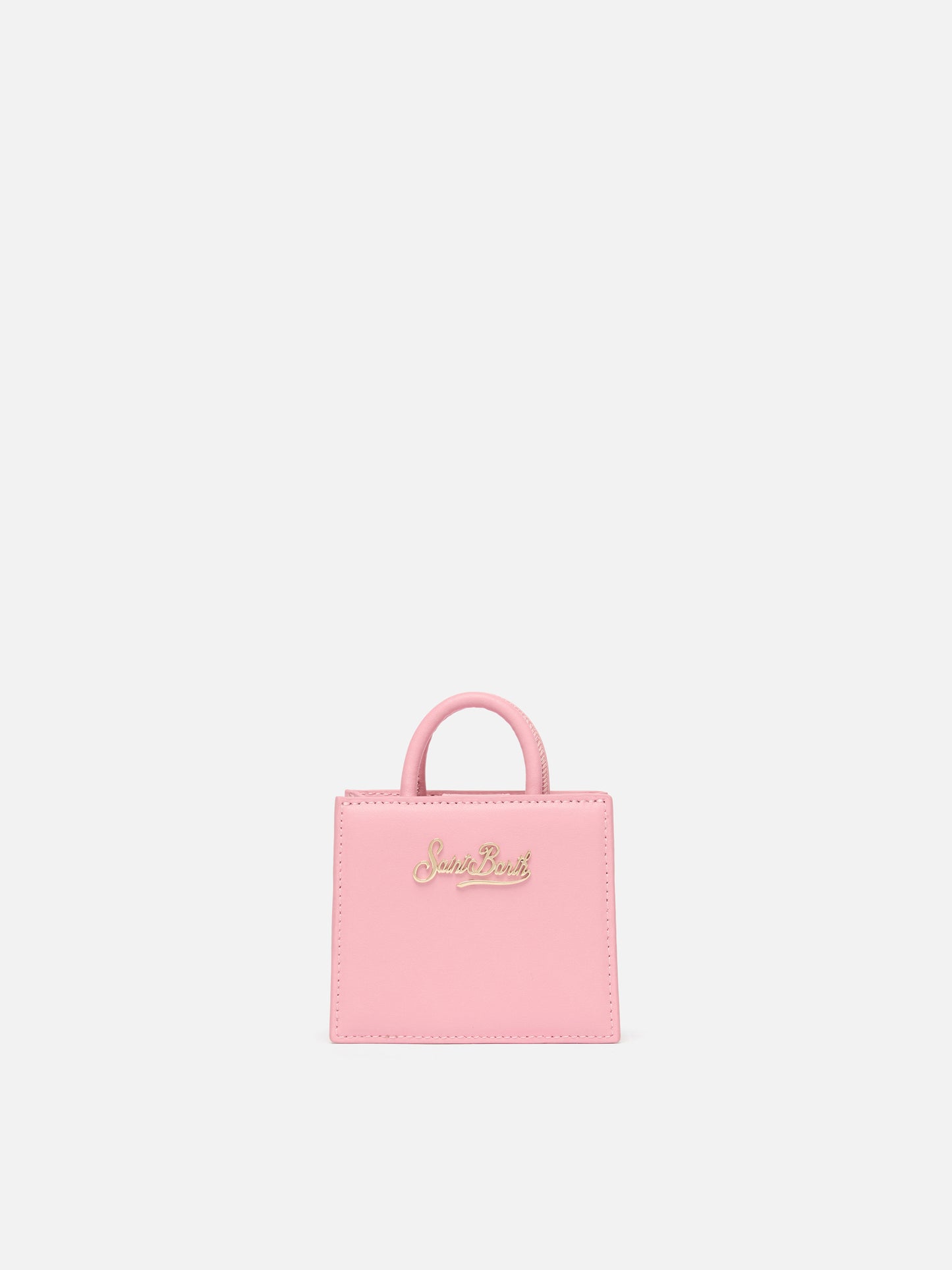 Structured Shop micro bag in pink smooth leather with metal tag