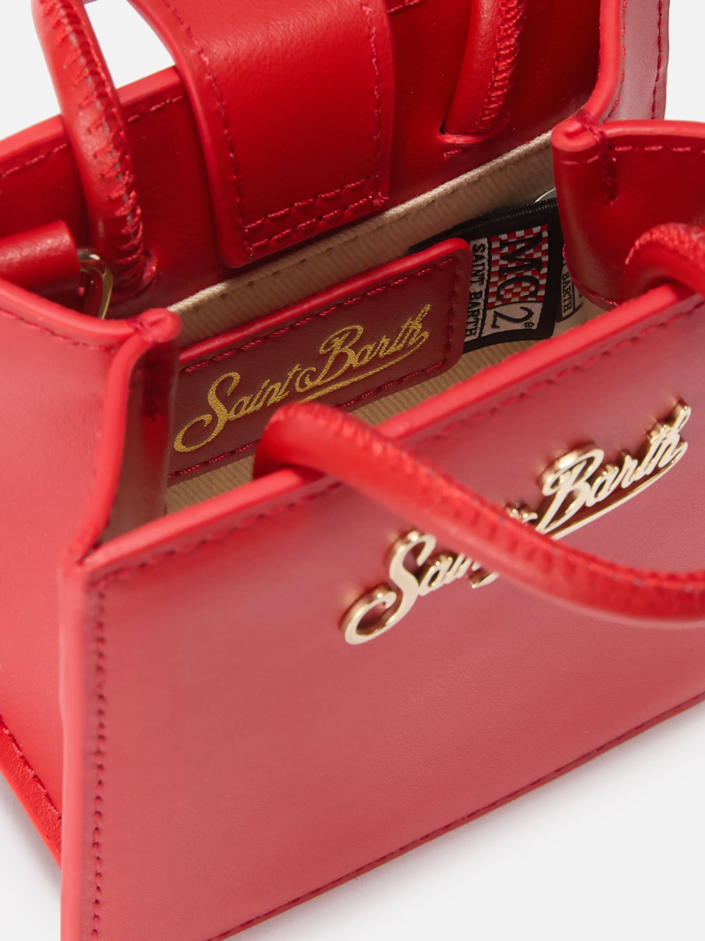 Borsa Shop Bag Micro in pelle rossa