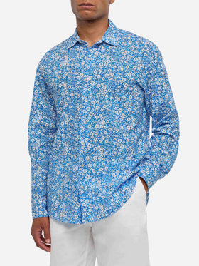 Muslin cotton shirt Sikelia with floral print
