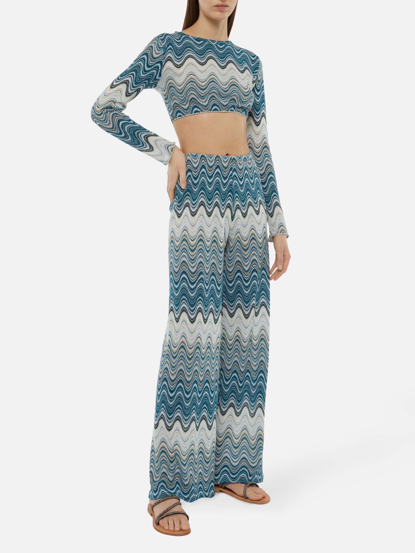 Siviglia t-shirt cropped in maglia raschel