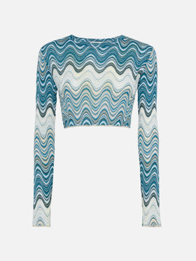 Siviglia t-shirt cropped in maglia raschel