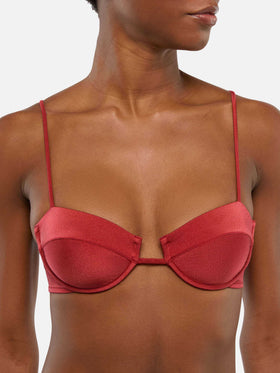 Bikini a bralette con ferretto Salina Noelle abbinato a slip sgambati in rosso mattone shimmer