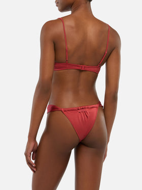 Bikini a bralette con ferretto Salina Noelle abbinato a slip sgambati in rosso mattone shimmer