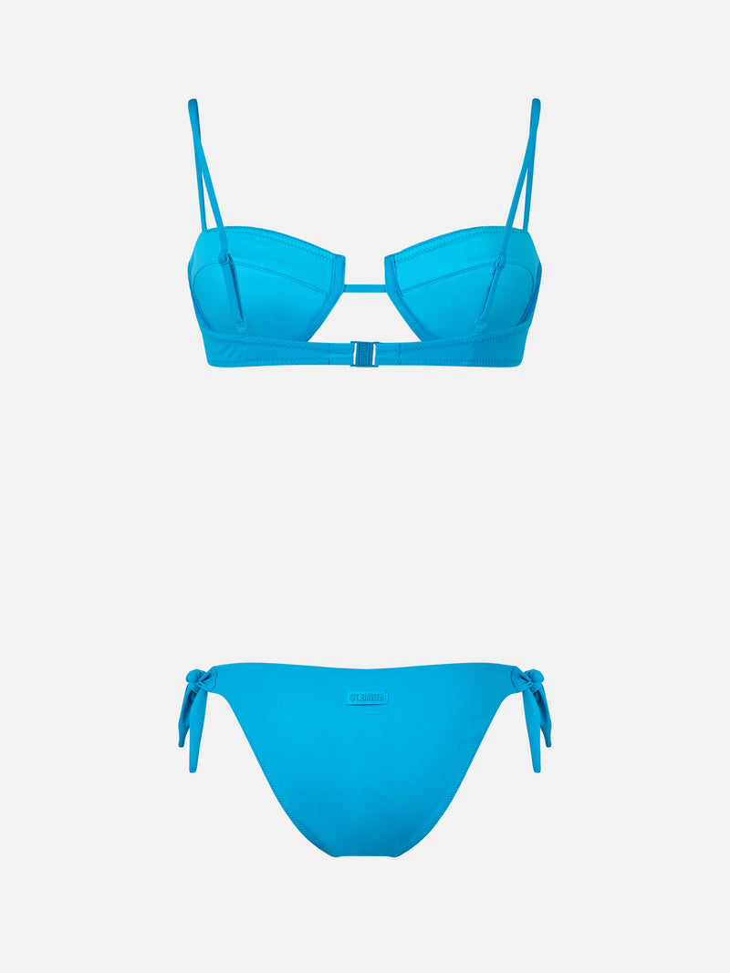 Türkisfarbener Bügel-Bralette-Bikini für Damen Salina Yali