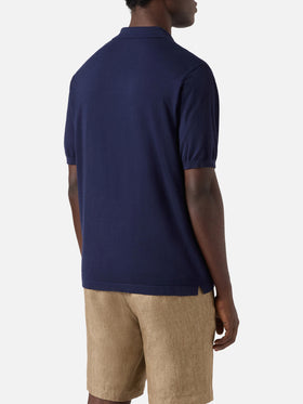 Sloan solid navy blue polo in premium high-twist cotton