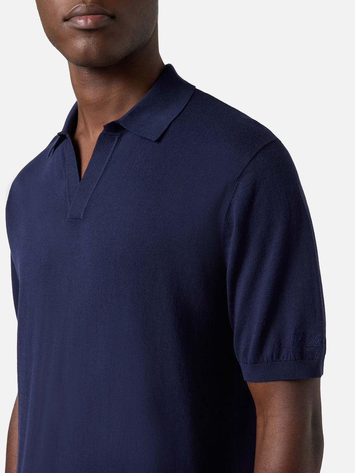 Sloan polo in navy blue premium high-twist cotton