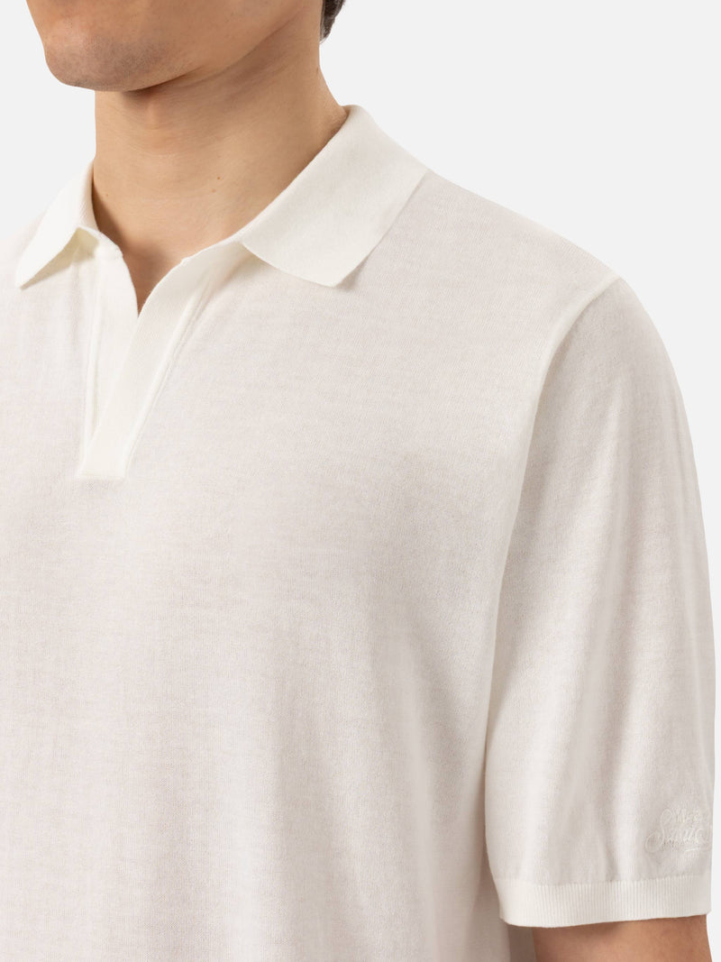 Sloan white knitted polo shirt