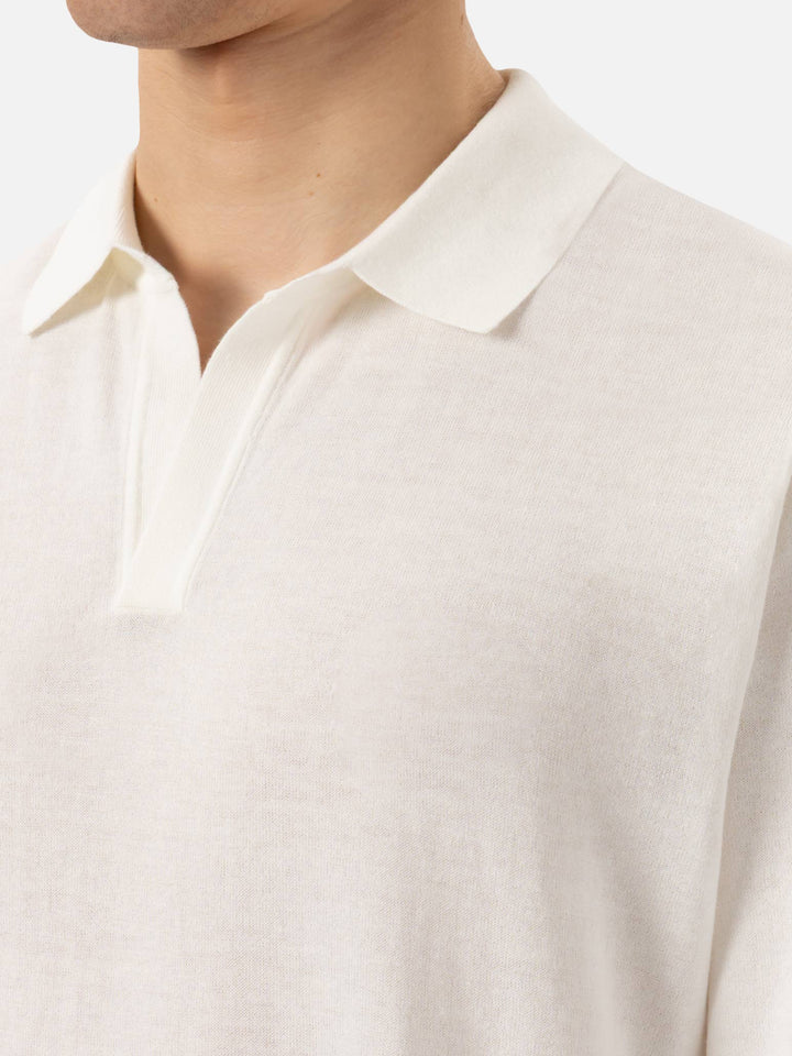 Sloan white buttonless knitted polo shirt - MC2 Saint Barth