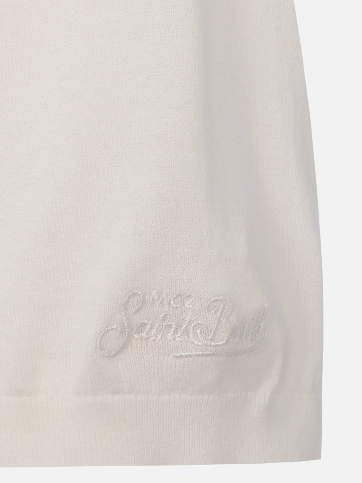Sloan white buttonless knitted polo shirt