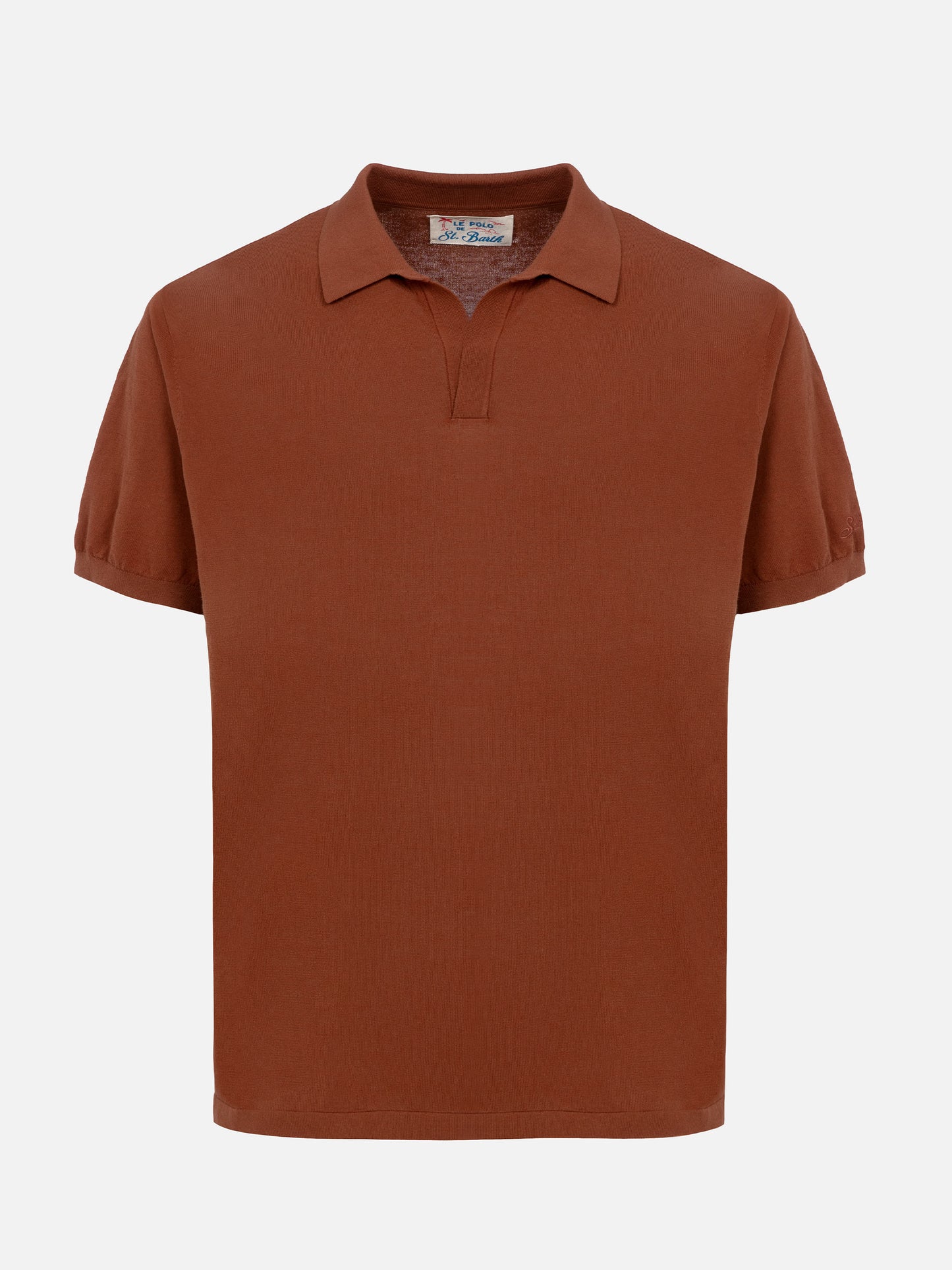 Polo Sloan senza bottoni in maglia cammello