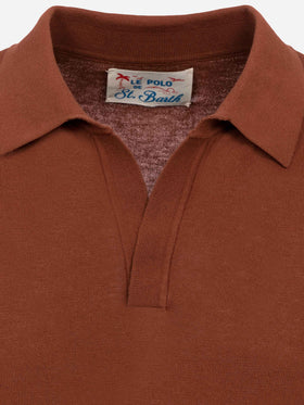 Polo Sloan senza bottoni in maglia cammello