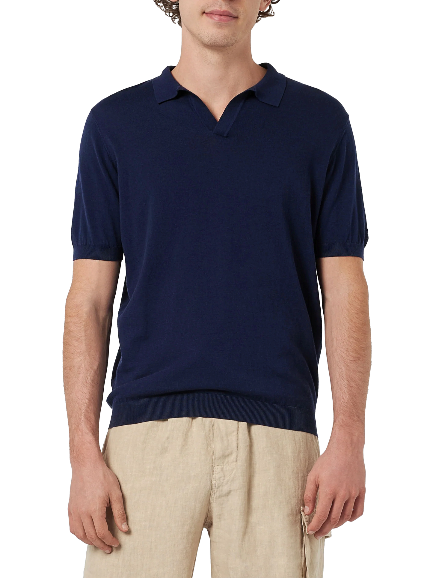 Polo Sloan senza bottoni in maglia blu navy