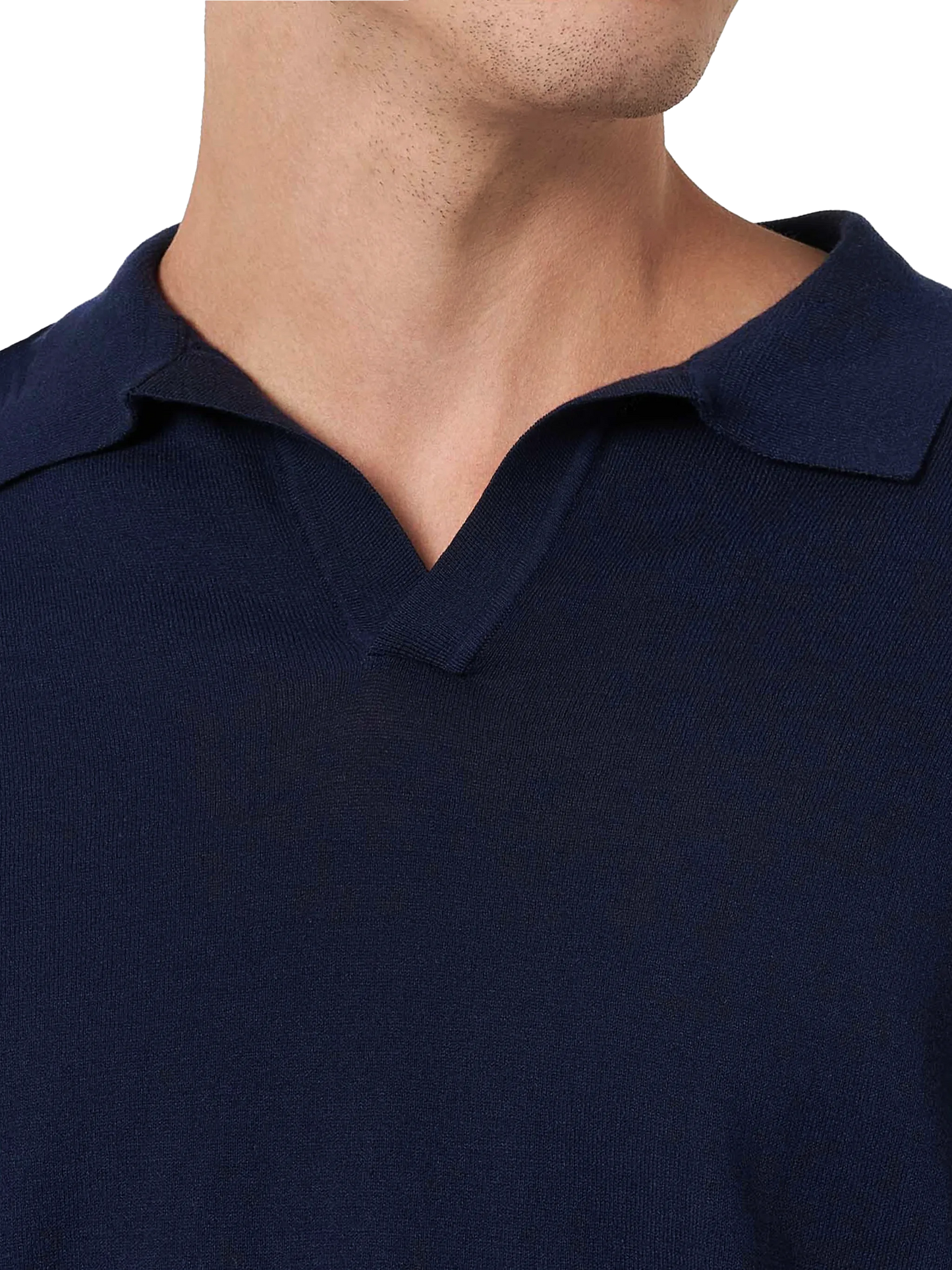 Polo Sloan senza bottoni in maglia blu navy