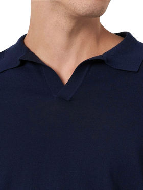 Polo Sloan senza bottoni in maglia blu navy