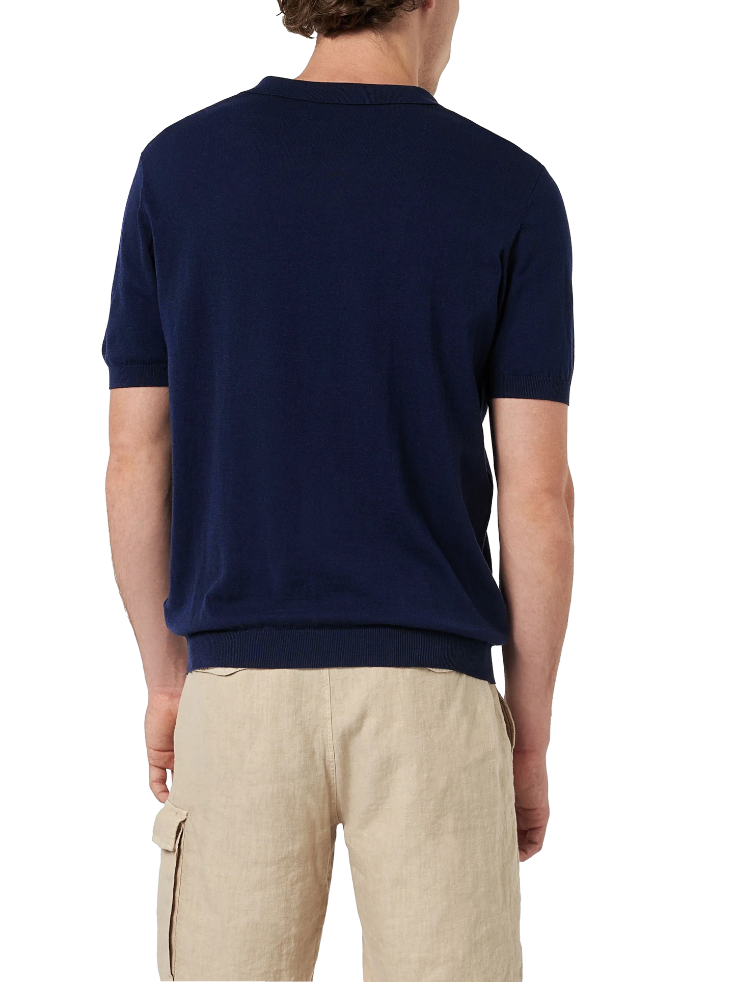 Polo Sloan senza bottoni in maglia blu navy