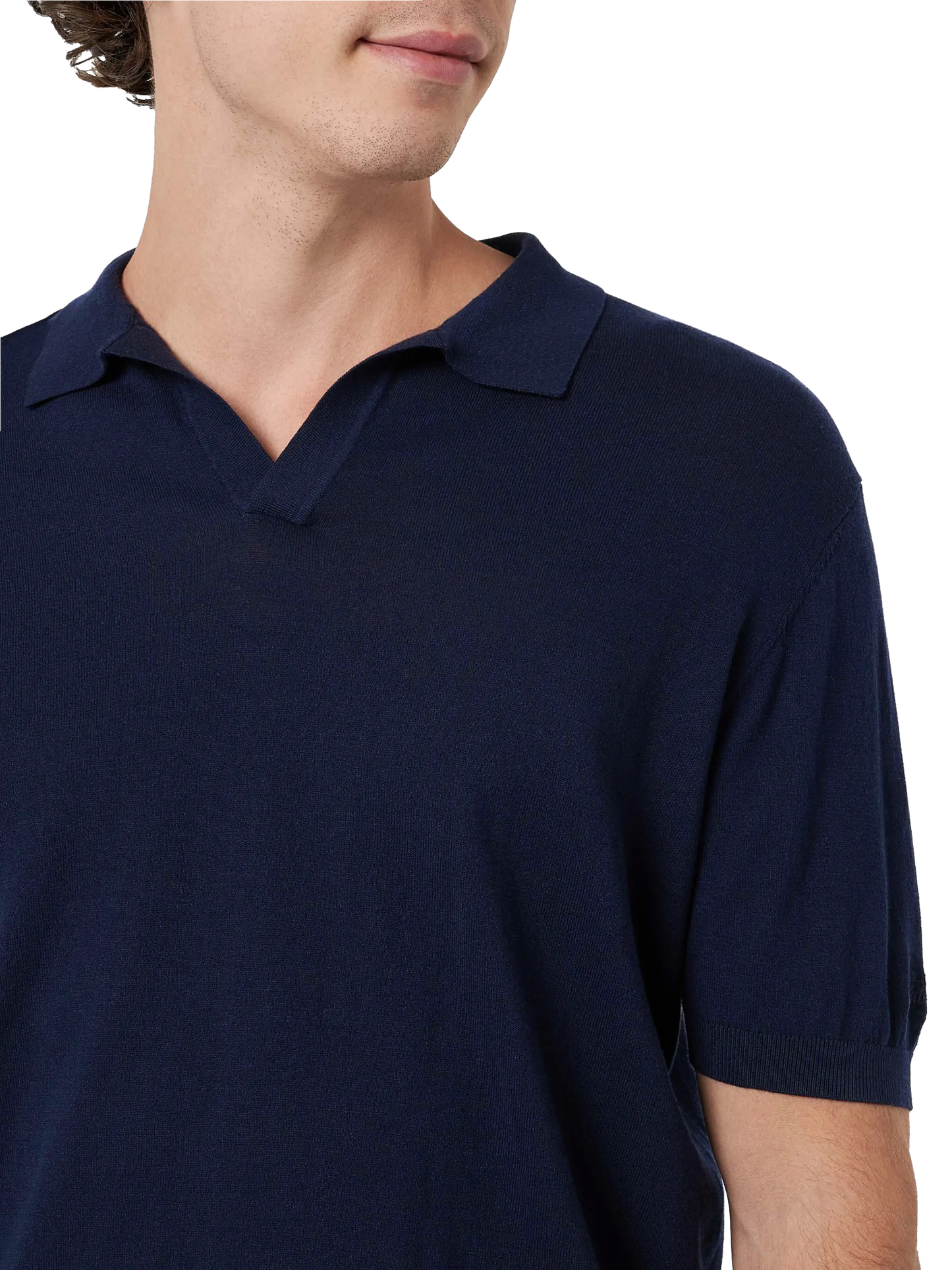 Polo Sloan senza bottoni in maglia blu navy