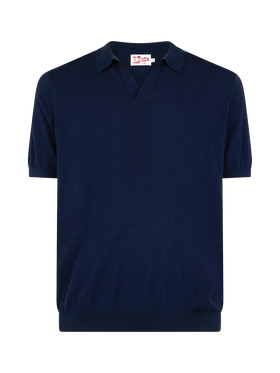 Polo Sloan senza bottoni in maglia blu navy