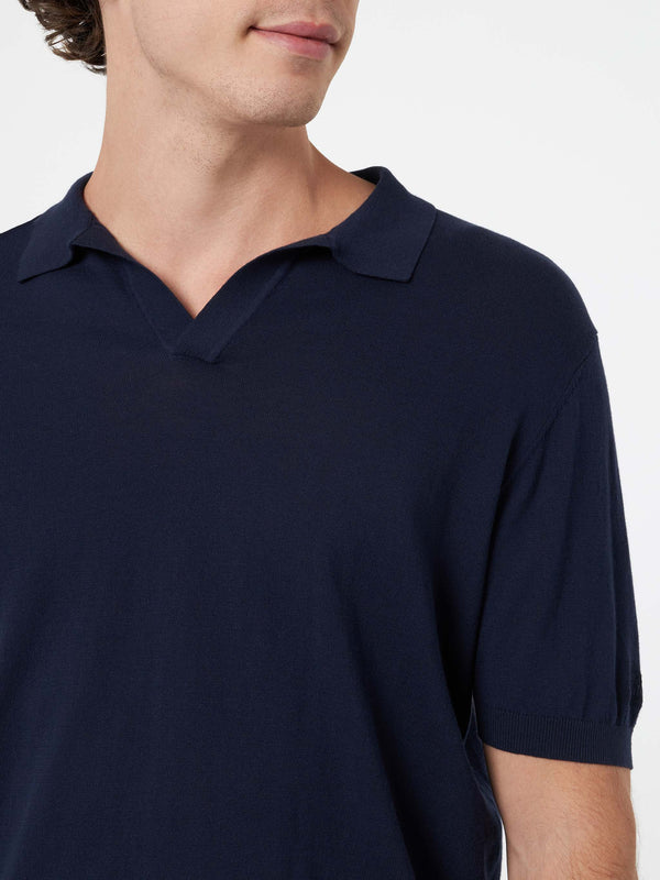 Marineblaues Strick-Poloshirt für Herren von Sloan