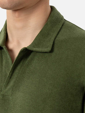 Jeremy military green terry polo shirt
