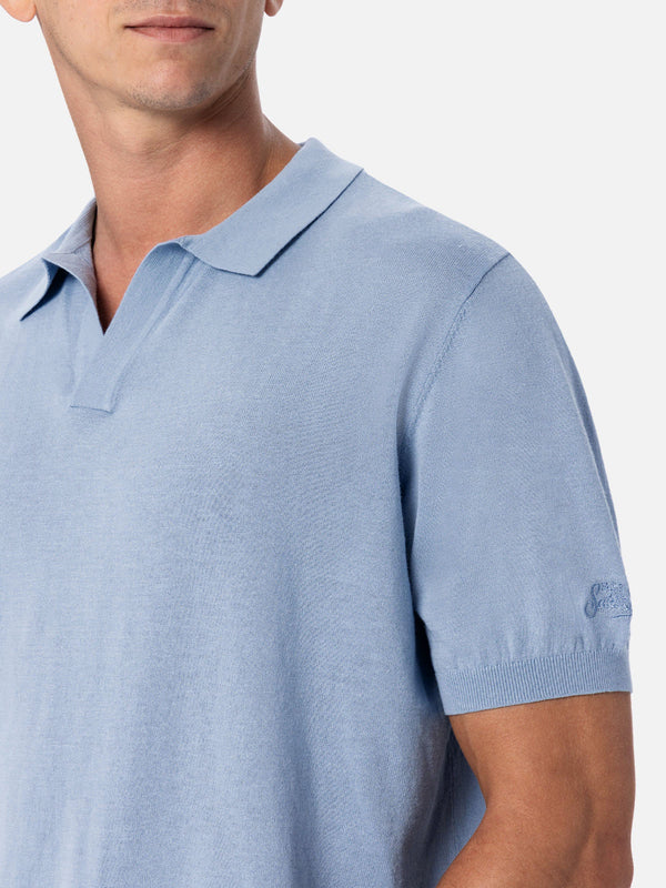 Polo da uomo in maglia azzurra Sloan